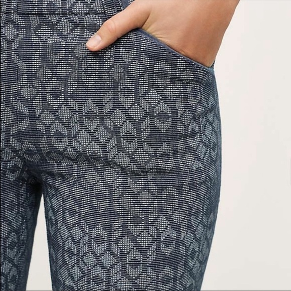 ANTHROPOLOGIE Cartonnier Charlie Crop Trouser Pant Cotton Stretch Blue Pattern - Picture 2 of 10